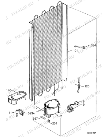 Взрыв-схема холодильника Rex FI320DA - Схема узла Cooling system 017
